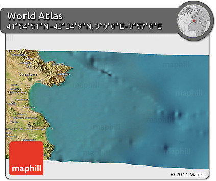 Satellite 3D Map of the Area around 42° 9' 30" N, 3° 28' 30" E