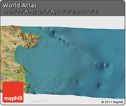 Satellite 3D Map of the Area around 42° 9' 30" N, 3° 28' 30" E