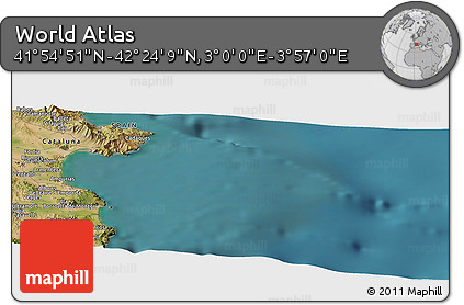 Satellite Panoramic Map of the Area around 42° 9' 30" N, 3° 28' 30" E