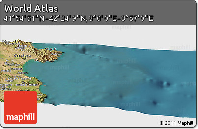 Satellite Panoramic Map of the Area around 42° 9' 30" N, 3° 28' 30" E