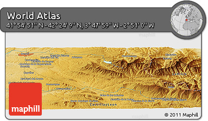 Physical Panoramic Map of the Area around 42° 9' 30" N, 3° 19' 30" W