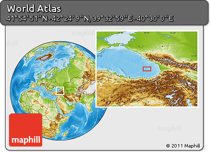 Physical Location Map of the Area around 42° 9' 30" N, 40° 1' 29" E