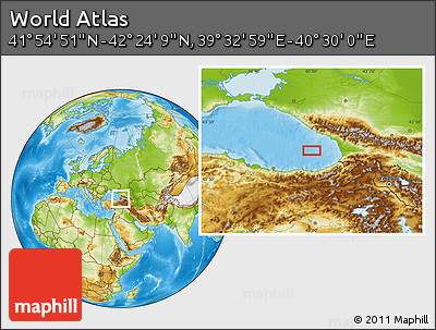 Physical Location Map of the Area around 42° 9' 30" N, 40° 1' 29" E