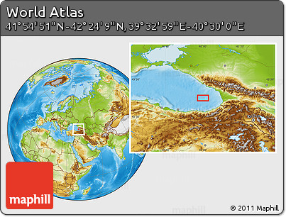 Physical Location Map of the Area around 42° 9' 30" N, 40° 1' 29" E
