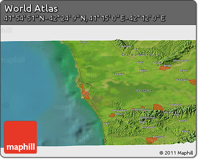 Satellite 3D Map of the Area around 42° 9' 30" N, 41° 43' 30" E