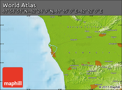 Physical Map of the Area around 42° 9' 30" N, 41° 43' 30" E