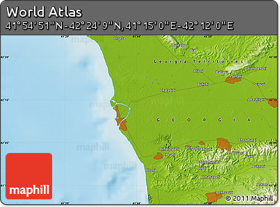 Physical Map of the Area around 42° 9' 30" N, 41° 43' 30" E