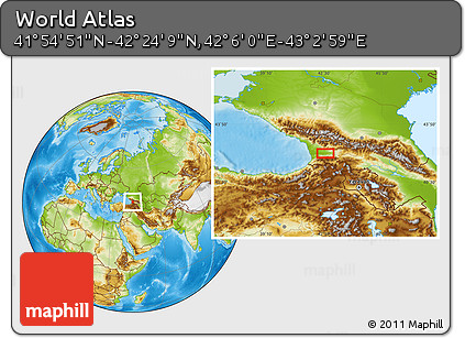 Physical Location Map of the Area around 42° 9' 30" N, 42° 34' 30" E