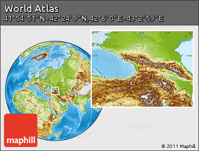 Physical Location Map of the Area around 42° 9' 30" N, 42° 34' 30" E