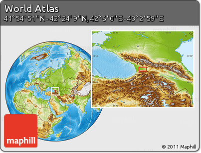 Physical Location Map of the Area around 42° 9' 30" N, 42° 34' 30" E