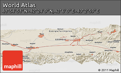 Shaded Relief Panoramic Map of the Area around 42° 9' 30" N, 42° 34' 30" E