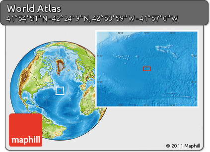Physical Location Map of the Area around 42° 9' 30" N, 42° 25' 29" W