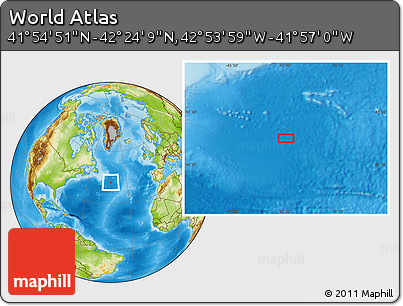 Physical Location Map of the Area around 42° 9' 30" N, 42° 25' 29" W