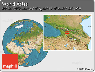 Satellite Location Map of the Area around 42° 9' 30" N, 43° 25' 29" E