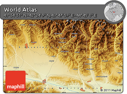 Physical Map of the Area around 42° 9' 30" N, 44° 16' 29" E