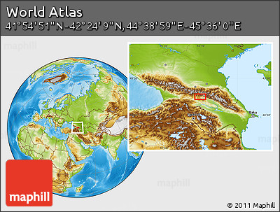 Physical Location Map of the Area around 42° 9' 30" N, 45° 7' 30" E