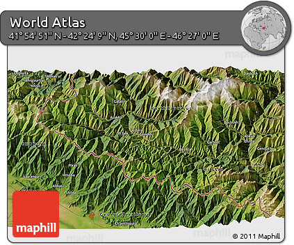 Satellite 3D Map of the Area around 42° 9' 30" N, 45° 58' 30" E
