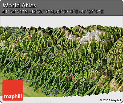 Satellite 3D Map of the Area around 42° 9' 30" N, 45° 58' 30" E