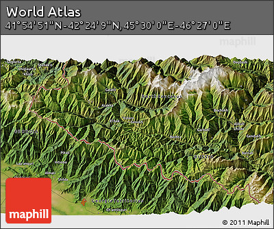 Satellite 3D Map of the Area around 42° 9' 30" N, 45° 58' 30" E