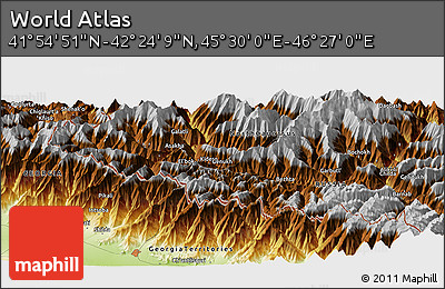 Physical Panoramic Map of the Area around 42° 9' 30" N, 45° 58' 30" E