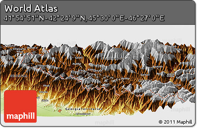Physical Panoramic Map of the Area around 42° 9' 30" N, 45° 58' 30" E