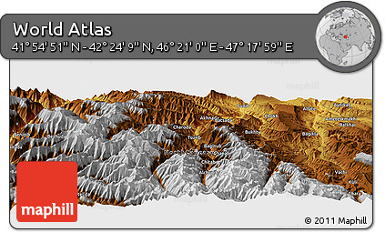 Physical Panoramic Map of the Area around 42° 9' 30" N, 46° 49' 30" E