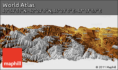 Physical Panoramic Map of the Area around 42° 9' 30" N, 46° 49' 30" E