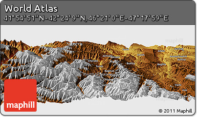 Physical Panoramic Map of the Area around 42° 9' 30" N, 46° 49' 30" E