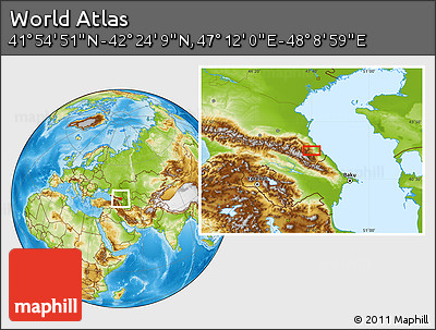 Physical Location Map of the Area around 42° 9' 30" N, 47° 40' 29" E