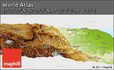 Physical Panoramic Map of the Area around 42° 9' 30" N, 47° 40' 29" E