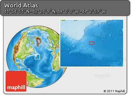 Physical Location Map of the Area around 42° 9' 30" N, 47° 31' 29" W