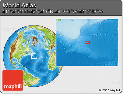 Physical Location Map of the Area around 42° 9' 30" N, 47° 31' 29" W