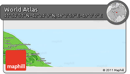 Political Panoramic Map of the Area around 42° 9' 30" N, 48° 31' 29" E