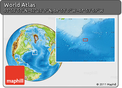 Physical Location Map of the Area around 42° 9' 30" N, 48° 22' 30" W