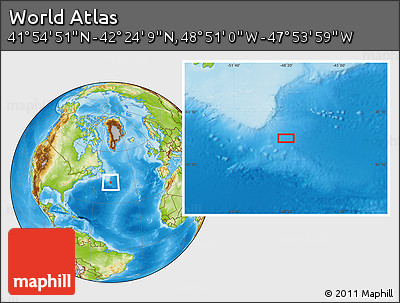 Physical Location Map of the Area around 42° 9' 30" N, 48° 22' 30" W