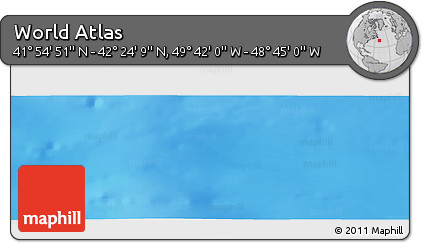 Shaded Relief Panoramic Map of the Area around 42° 9' 30" N, 49° 13' 30" W