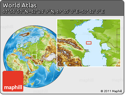 Physical Location Map of the Area around 42° 9' 30" N, 50° 13' 30" E