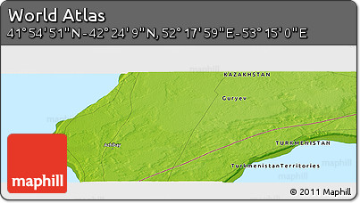 Physical Panoramic Map of the Area around 42° 9' 30" N, 52° 46' 29" E