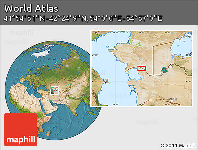 Satellite Location Map of the Area around 42° 9' 30" N, 54° 28' 30" E