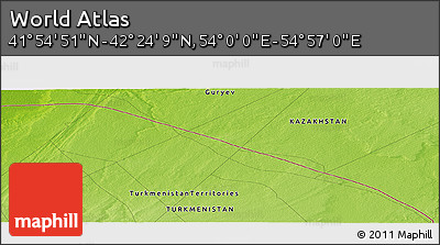 Physical Panoramic Map of the Area around 42° 9' 30" N, 54° 28' 30" E