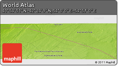 Physical Panoramic Map of the Area around 42° 9' 30" N, 54° 28' 30" E