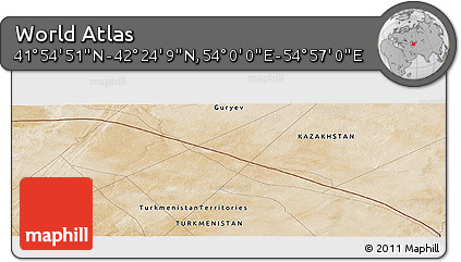 Satellite Panoramic Map of the Area around 42° 9' 30" N, 54° 28' 30" E