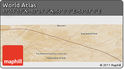 Satellite Panoramic Map of the Area around 42° 9' 30" N, 54° 28' 30" E