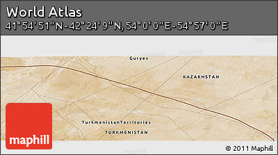 Satellite Panoramic Map of the Area around 42° 9' 30" N, 54° 28' 30" E