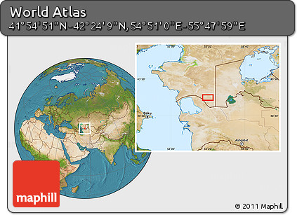 Satellite Location Map of the Area around 42° 9' 30" N, 55° 19' 30" E