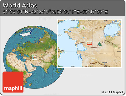 Satellite Location Map of the Area around 42° 9' 30" N, 55° 19' 30" E
