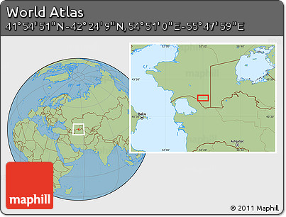 Savanna Style Location Map of the Area around 42° 9' 30" N, 55° 19' 30" E