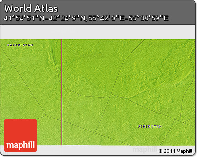Physical 3D Map of the Area around 42° 9' 30" N, 56° 10' 29" E