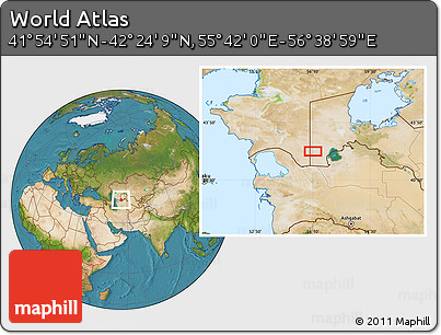 Satellite Location Map of the Area around 42° 9' 30" N, 56° 10' 29" E