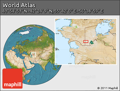 Satellite Location Map of the Area around 42° 9' 30" N, 56° 10' 29" E